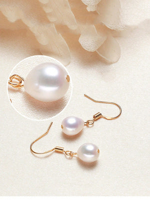 1pair Elegant Cultured Pearl Silver Drop Earrings For Women For Daily Decoration - Negative Apparel