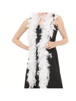 1pc Dual Use Lady's Turkey Feather & Coque Fringe Fancy Scarf For Costume Party - Negative Apparel