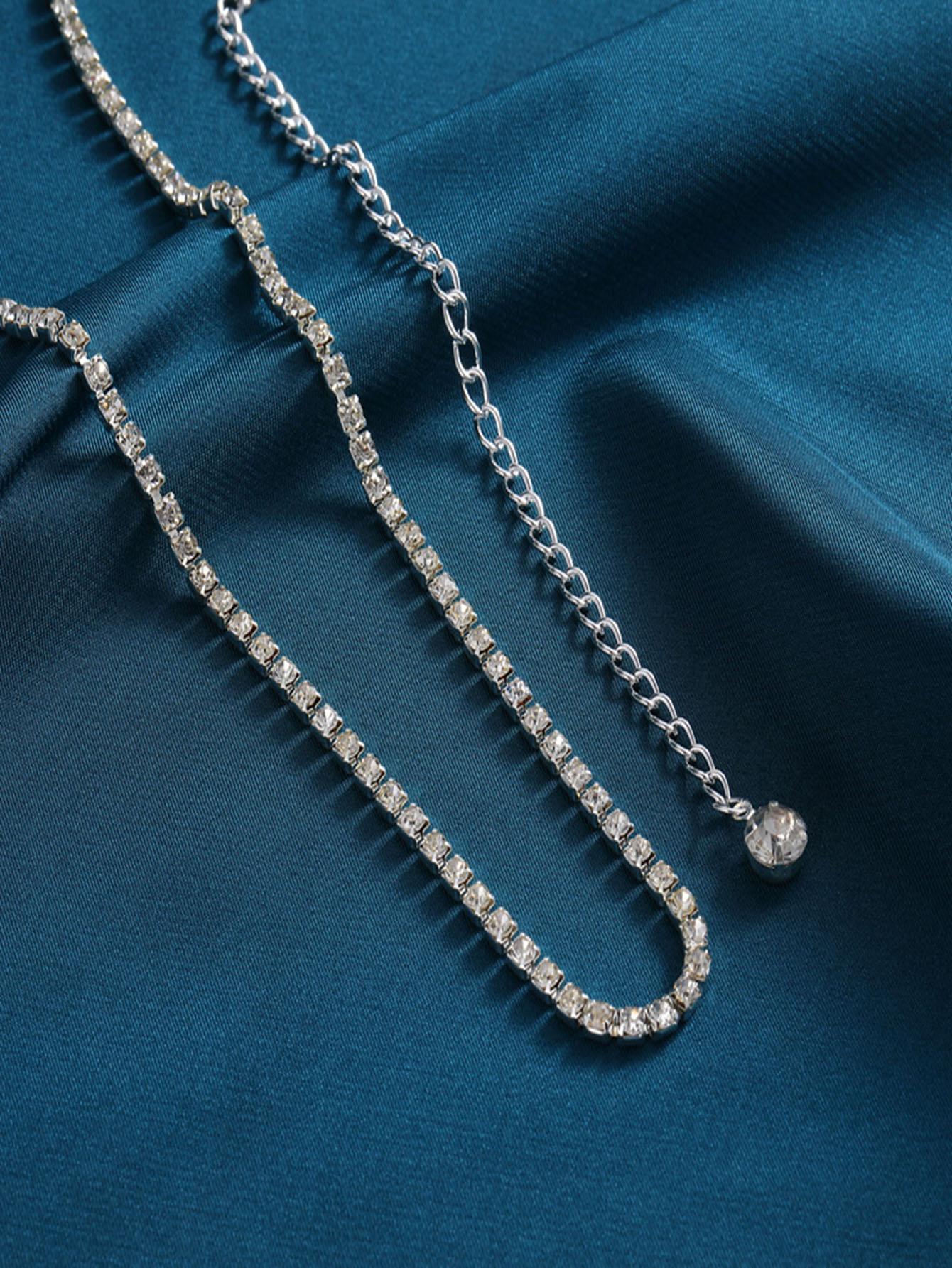 1pc Fashion Glass Rhinestone Decor Waist Chain For Women - Negative Apparel