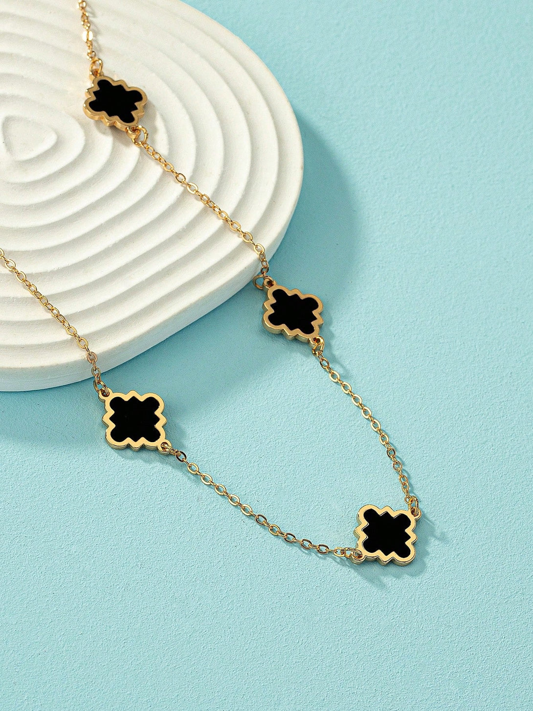 1pc Fashion Iron Alloy Geometric Decor Long Necklace - Negative Apparel