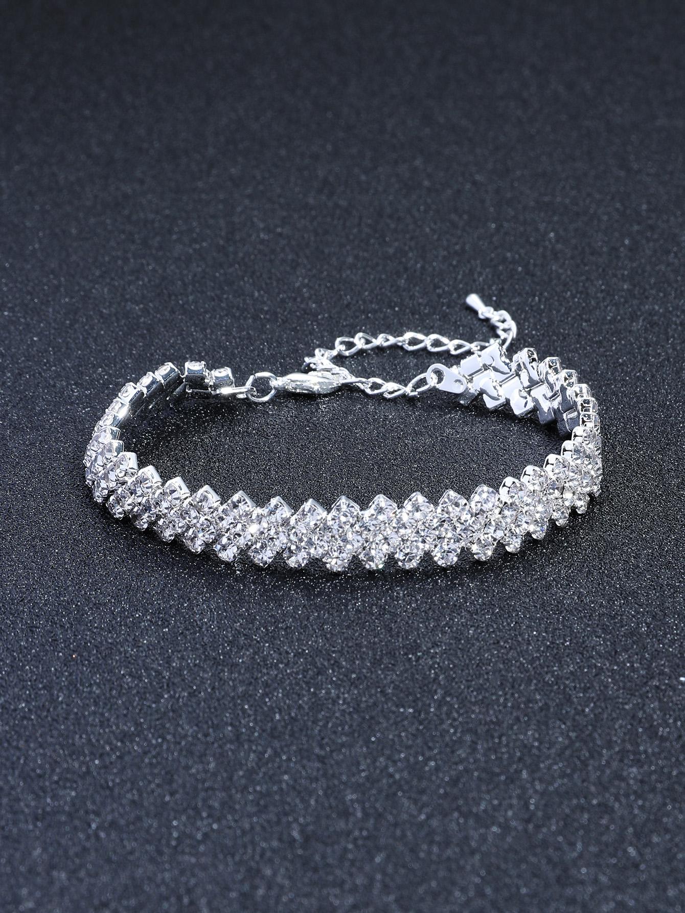 1pc Glamorous Rhinestone Decor Bracelet For Women For Gift - Negative Apparel