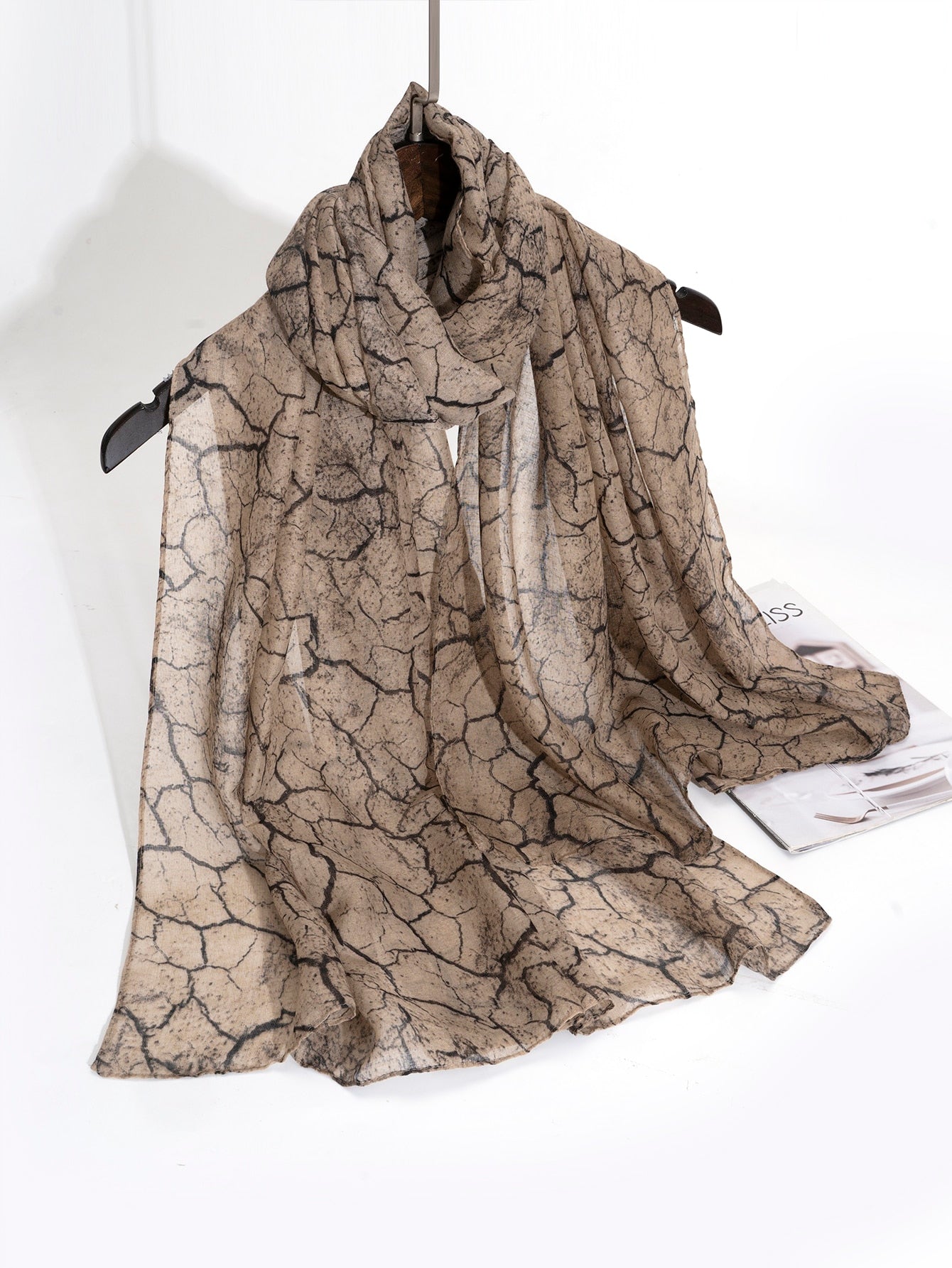 1pc Ladies Printed Woven Linen Scarf, Style, Perfect For Daily Wear - Negative Apparel