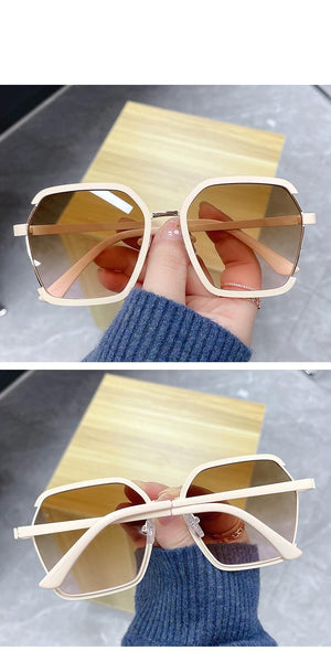 1pc Ladies Square-shaped Sunglasses With Gold-tone Metal - Negative Apparel