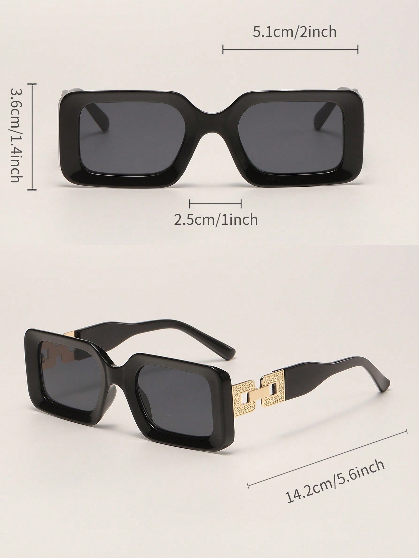 1pc Plastic Square Shaped Fashionable Unisex Sunglasses - Negative Apparel