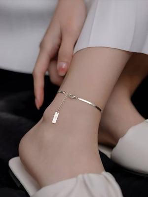 1pc S925 Silver Serpent Bone Chain Design Smooth Shiny Iridescent Elegant Charm Simple Personality Anklet For Women Daily Wear, Party Wear, Festival Wear - Negative Apparel