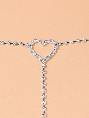 1pc Silver Plated Hollow Out Heart Pendant Anklet - Negative Apparel