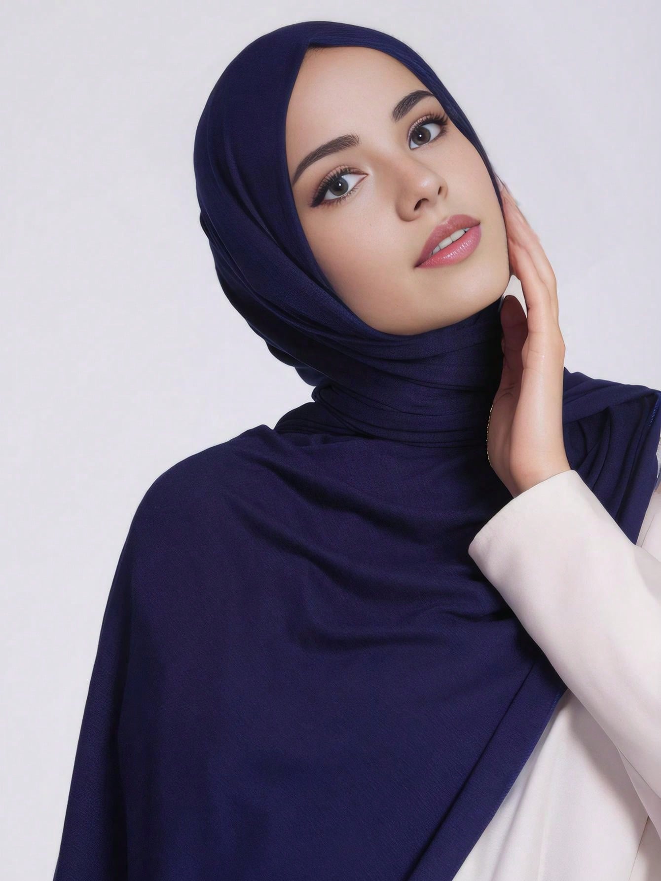 1pc Soft Solid Color Hijab With Silky & Texture, Arab Style Knitted Headscarf - Negative Apparel