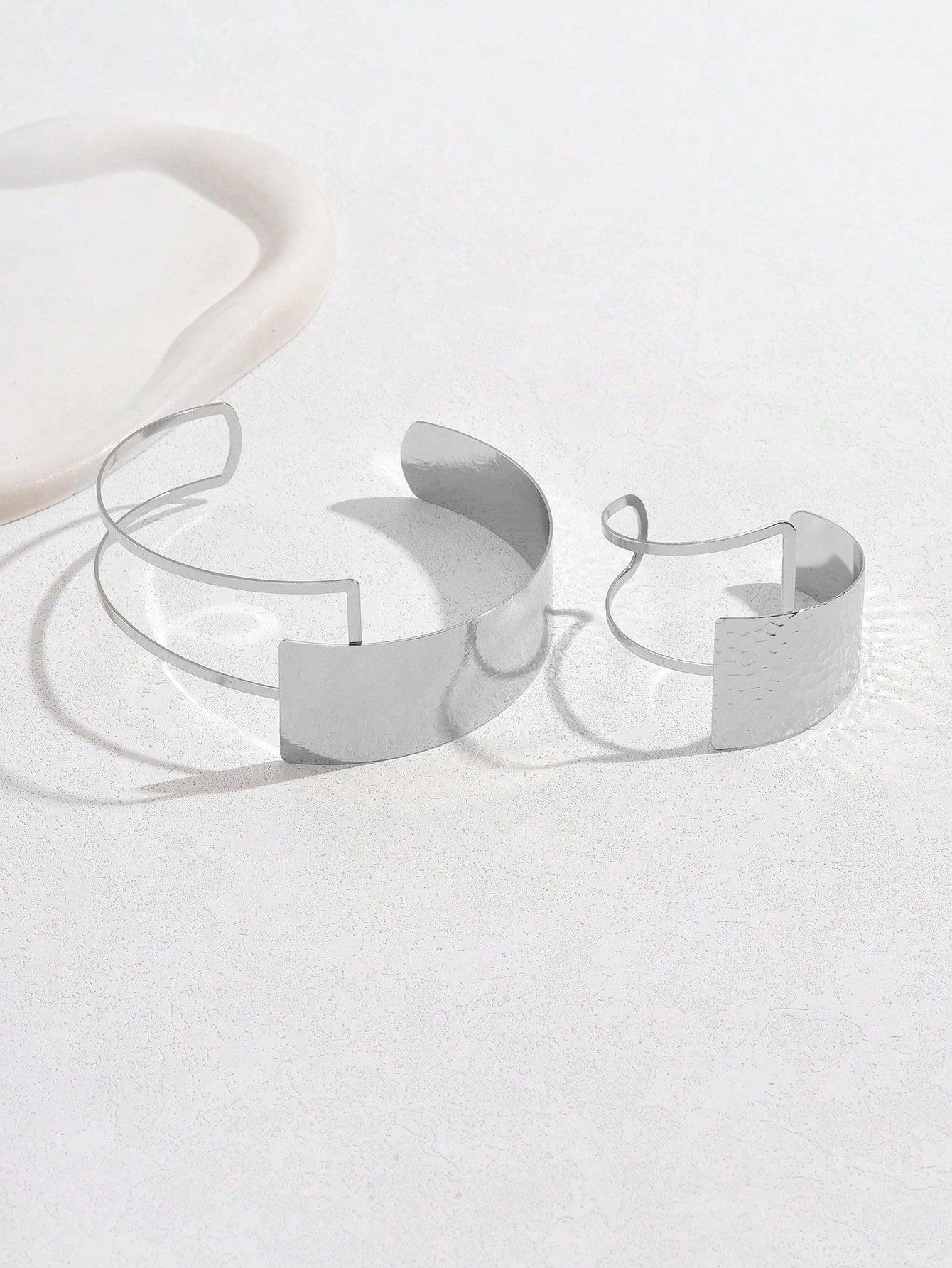 1set Irregular & Exaggerated Open Cuff Bracelet And Neck Ring Set For Women - Negative Apparel
