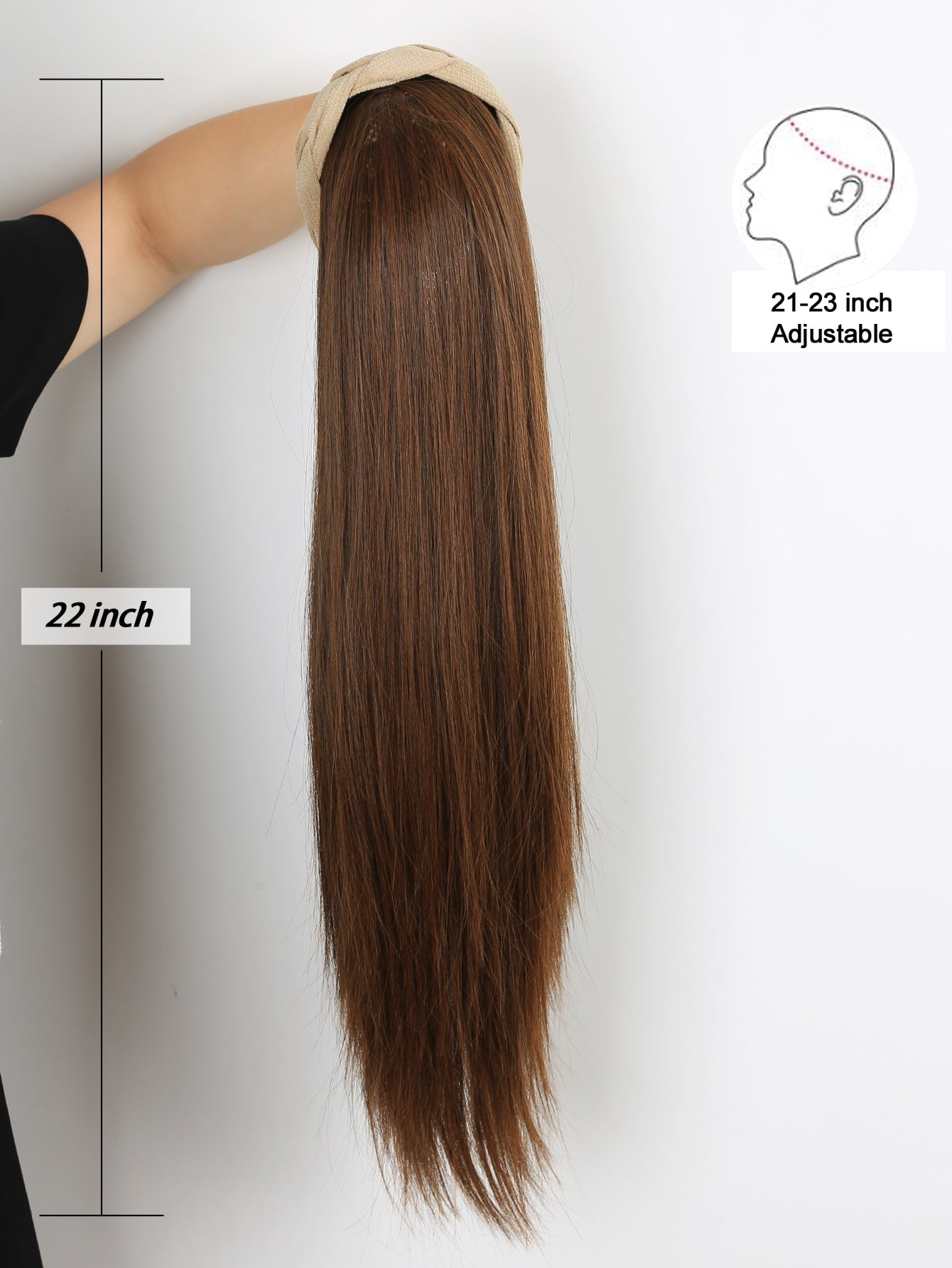 22inch Long Straight Hairpiece Removable Headband Wig brown s Synthetic Cover Wig Natural Straight Natural Hairpiece half