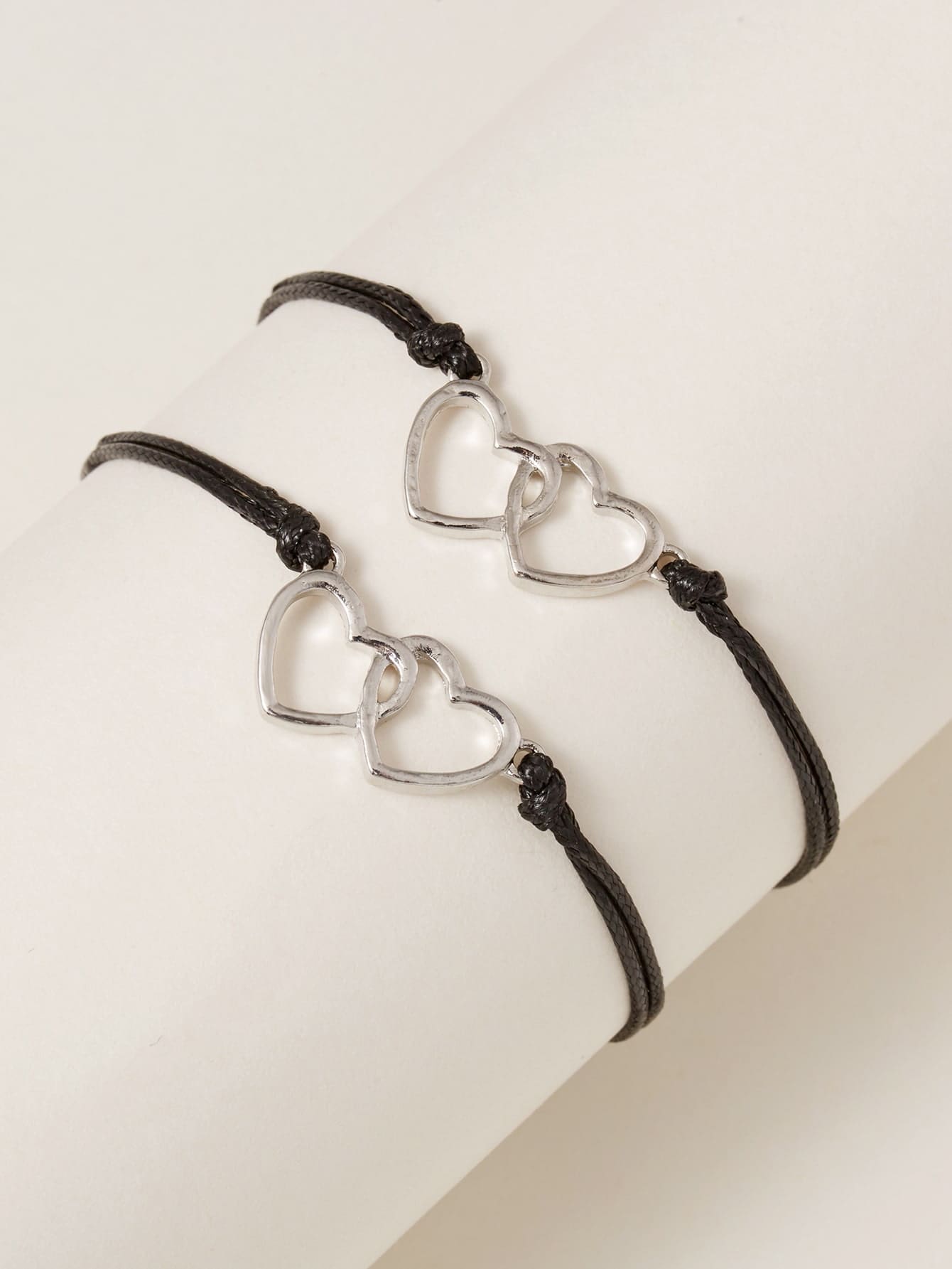 2pcs Couple Heart Decor Bracelet - Negative Apparel