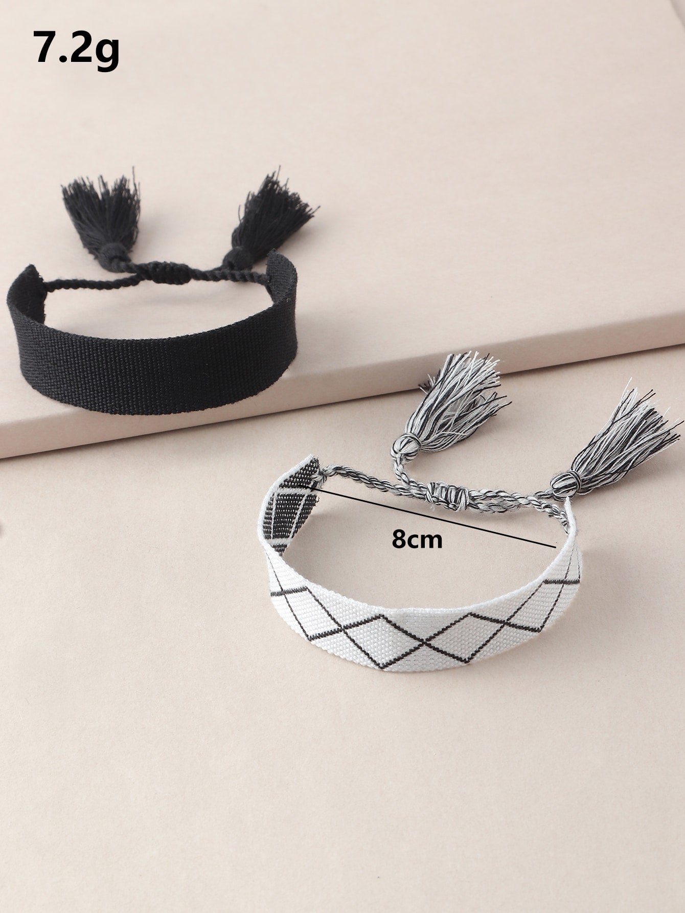 2pcs Rhombus Pattern Braided Bracelet - Negative Apparel