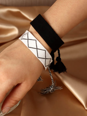 2pcs Rhombus Pattern Braided Bracelet - Negative Apparel