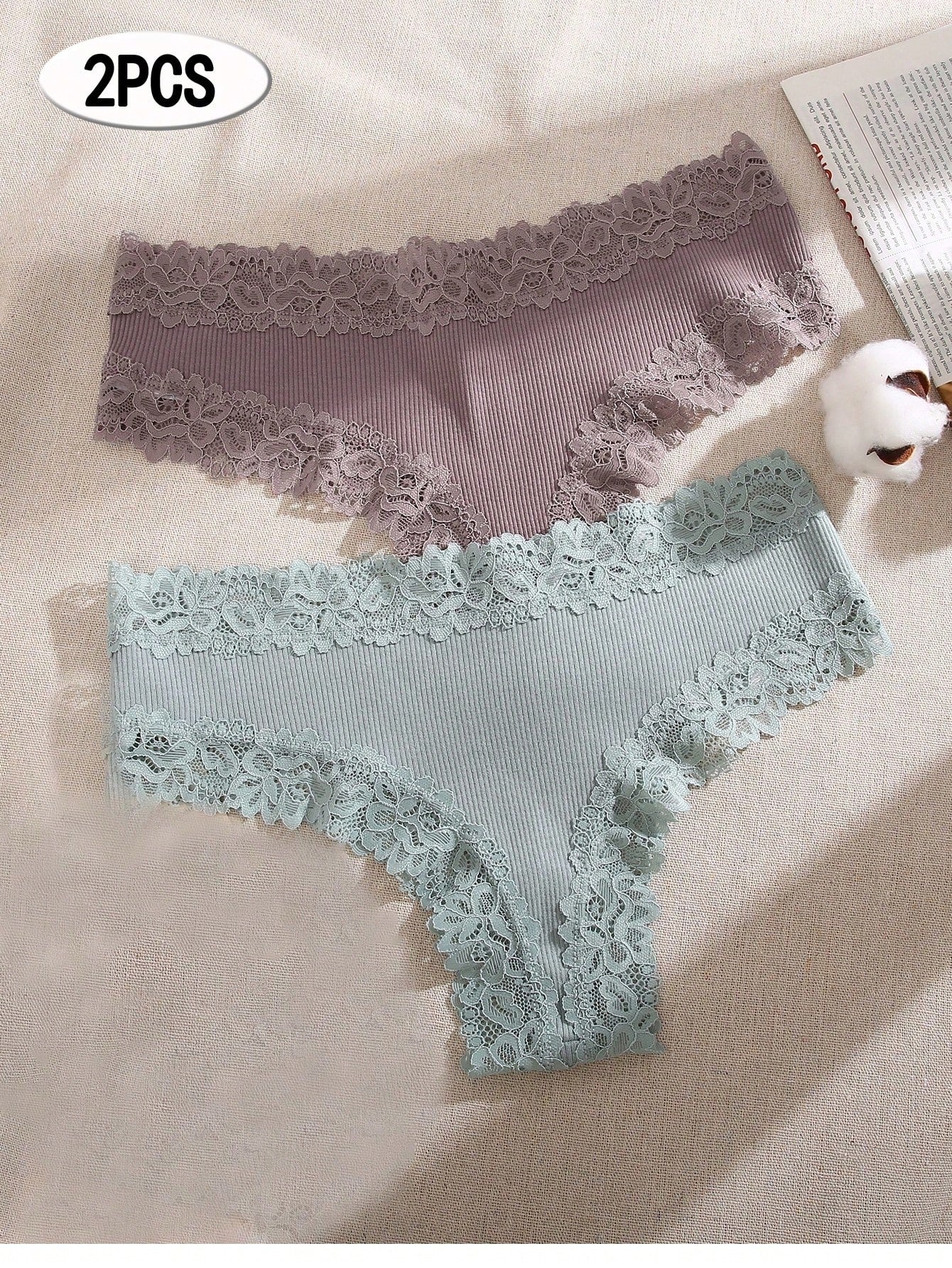 5pack Contrast Lace Panty Set - Negative Apparel