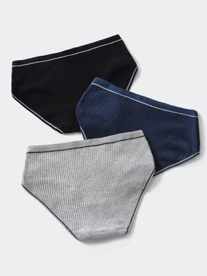 3pack Rib Contrast Binding Panty Set - Negative Apparel
