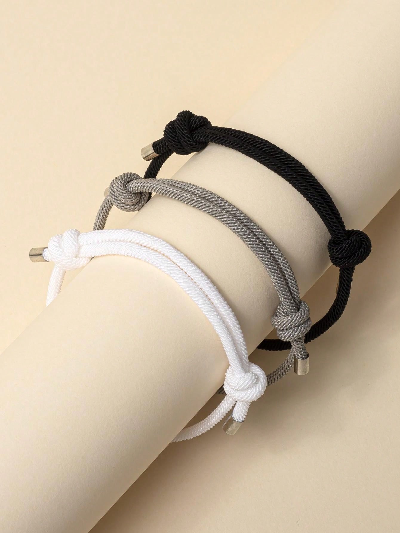 3pcs Knot Rope Bracelet Adjustable - Negative Apparel
