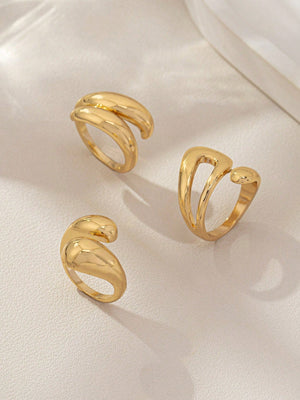 3pcs Personalized Lucky Water Drop Shaped Rings, Zinc Alloy Material To Keep Color - Negative Apparel
