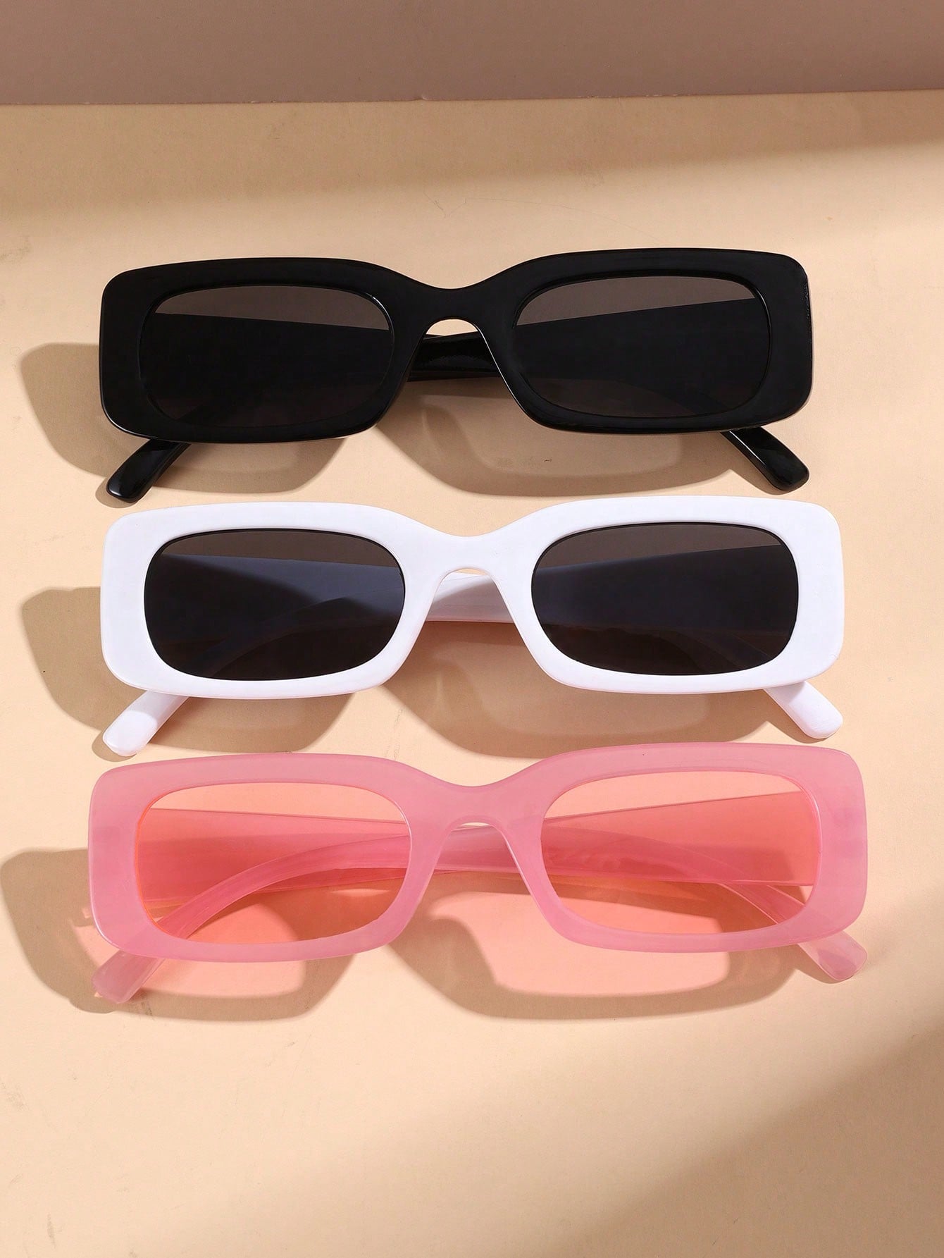 3pcs Trendy Y2k Style Square Frame Cute Everyday Fashion Glasses - Negative Apparel