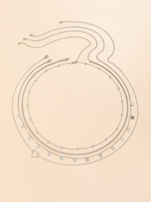 4pcs/set Disc & Rhinestone Decor Waist Chain - Negative Apparel