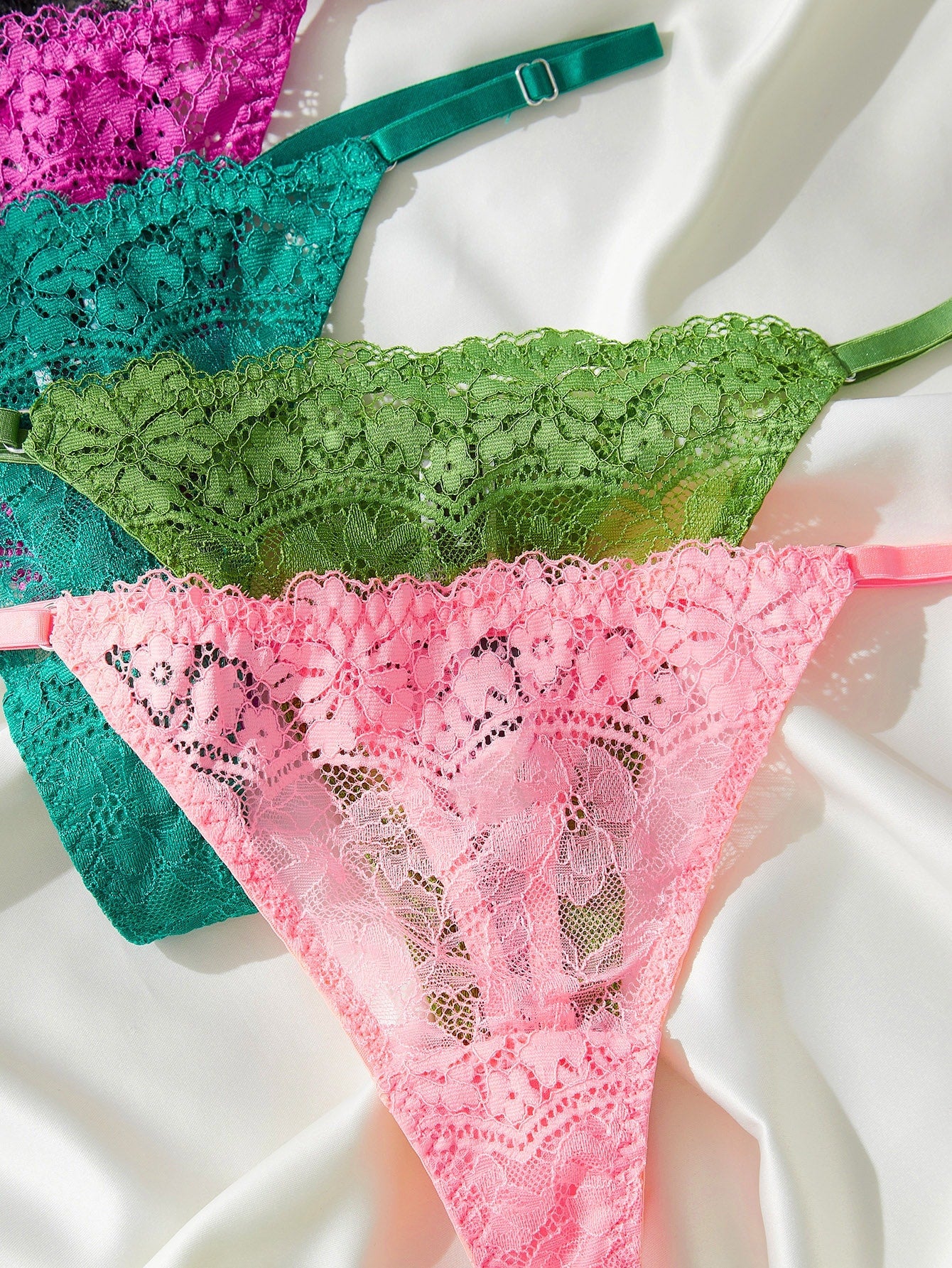 5pack Floral Lace Crotchless Thong Set