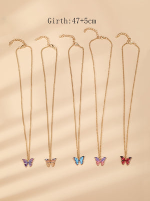 5pcs Butterfly Pendant Necklace - Negative Apparel