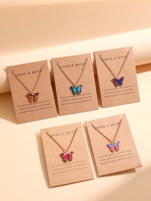 5pcs Butterfly Pendant Necklace - Negative Apparel