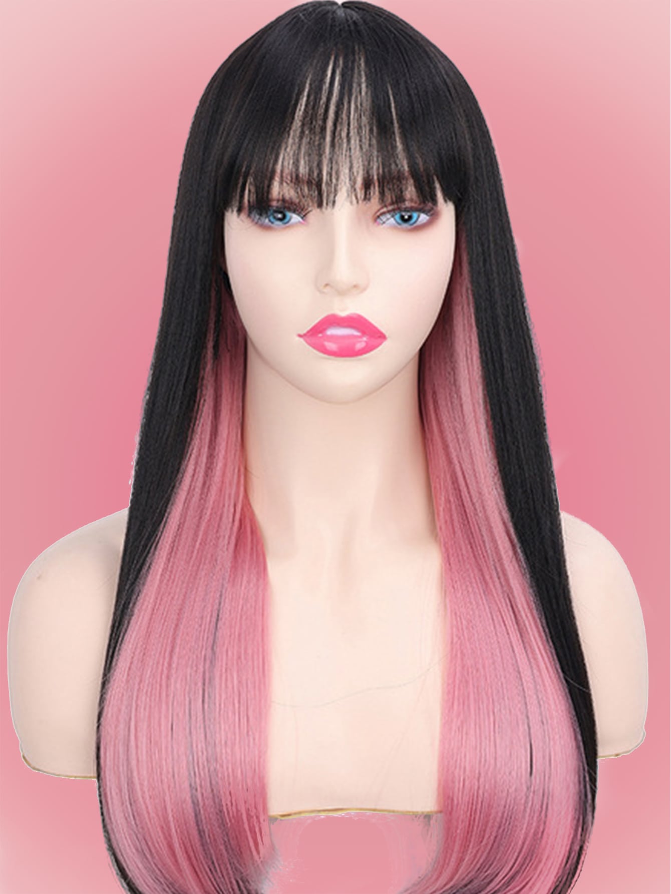 5pcs Clip In Long Straight Synthetic Wig - Negative Apparel