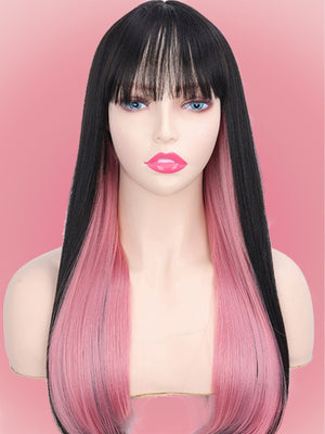 5pcs Clip In Long Straight Synthetic Wig - Negative Apparel