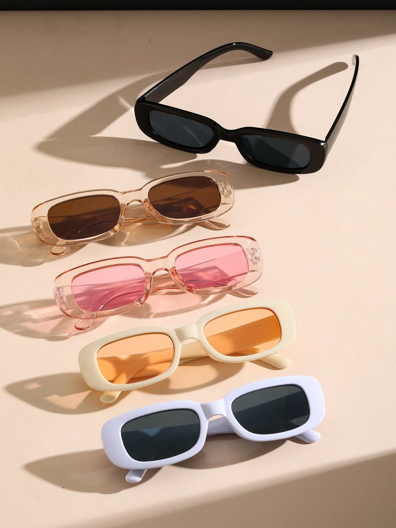 5pcs Women Colorful Square Frame Boho shades Fashion Glasses For Outdoor summer Daily Clothing Accessories Negative