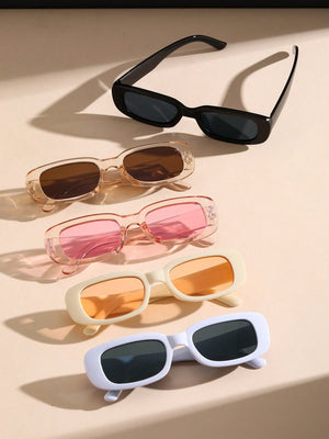 5pcs Women Colorful Square Frame Boho shades Fashion Glasses For Outdoor summer Daily Clothing Accessories - Negative Apparel