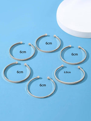 6pcs/set Textured Cuff Bangle - Negative Apparel