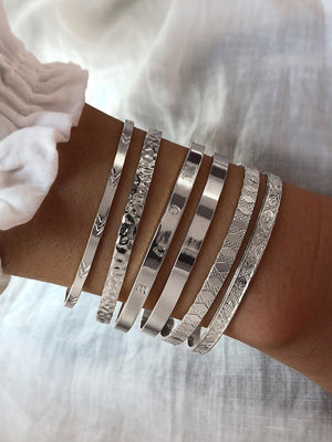 6pcs/set Textured Cuff Bangle - Negative Apparel