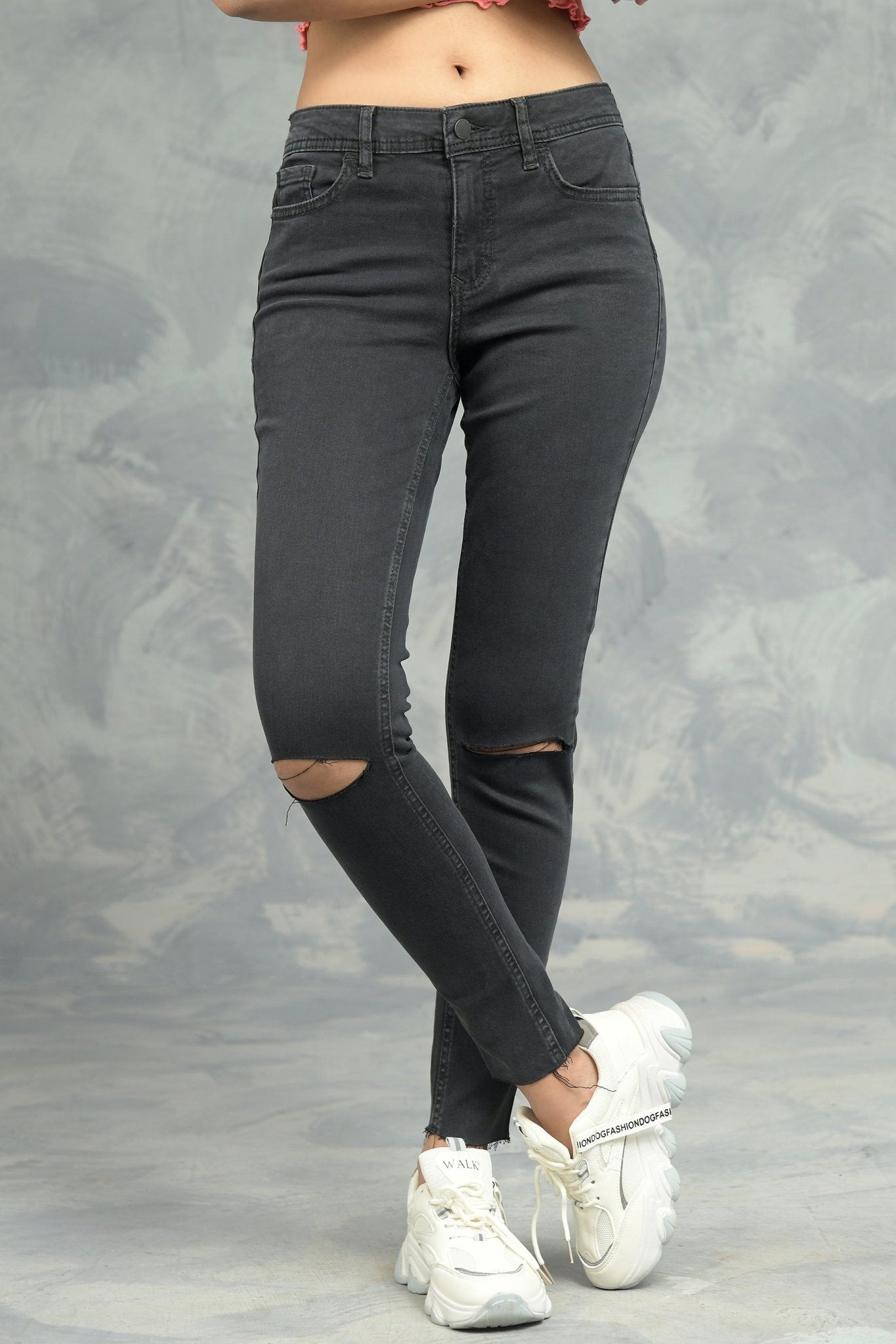 Black Slim Fit Ripped Jeans - Negative Apparel