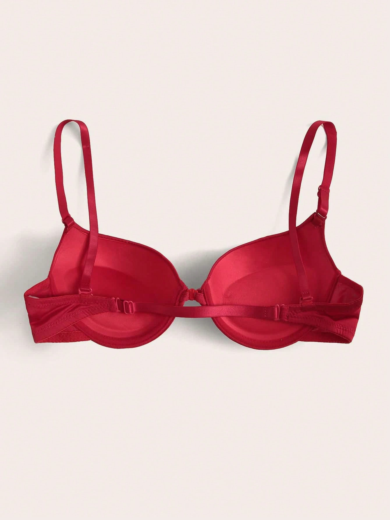 Huachen Women's Fashion Casual Solid Color Shoulder Underwear Nipple  Comfortable Bra, Red/42