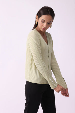Button Up Long Sleeve Crop Sweater Knit Top - Negative Apparel