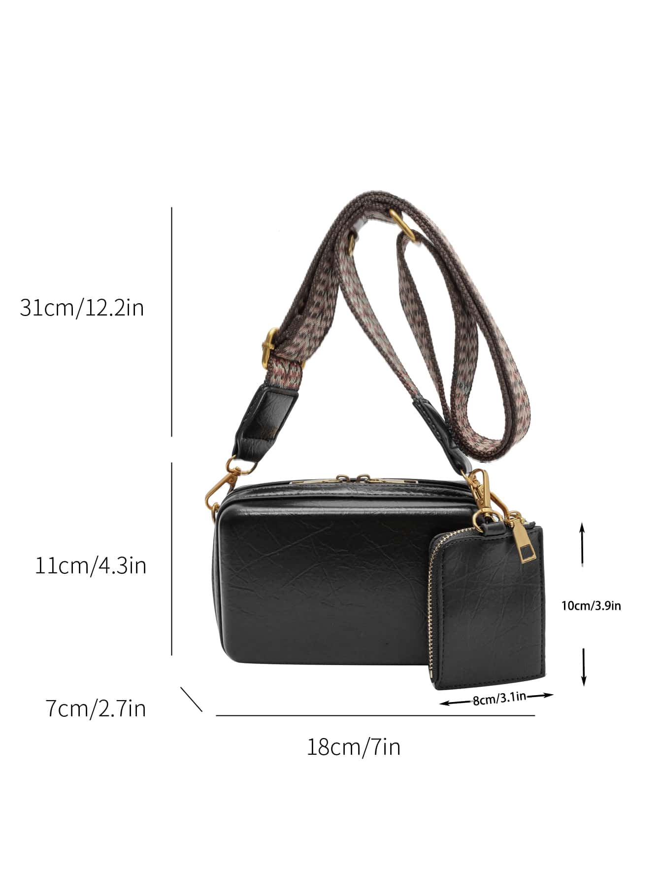 Casual Mini Textured Square Bag With Coin Purse - Negative Apparel