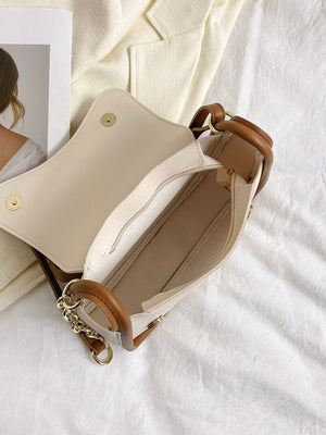 Chain Strap Solid Color Shoulder Bag With Texture - Negative Apparel