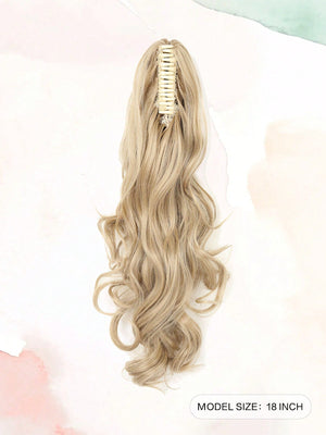 Claw Clip Ponytail Extension Curly Wavy Clip in Long Ponytails Hair Extensions Synthetic Hairpiece for Women - Negative Apparel