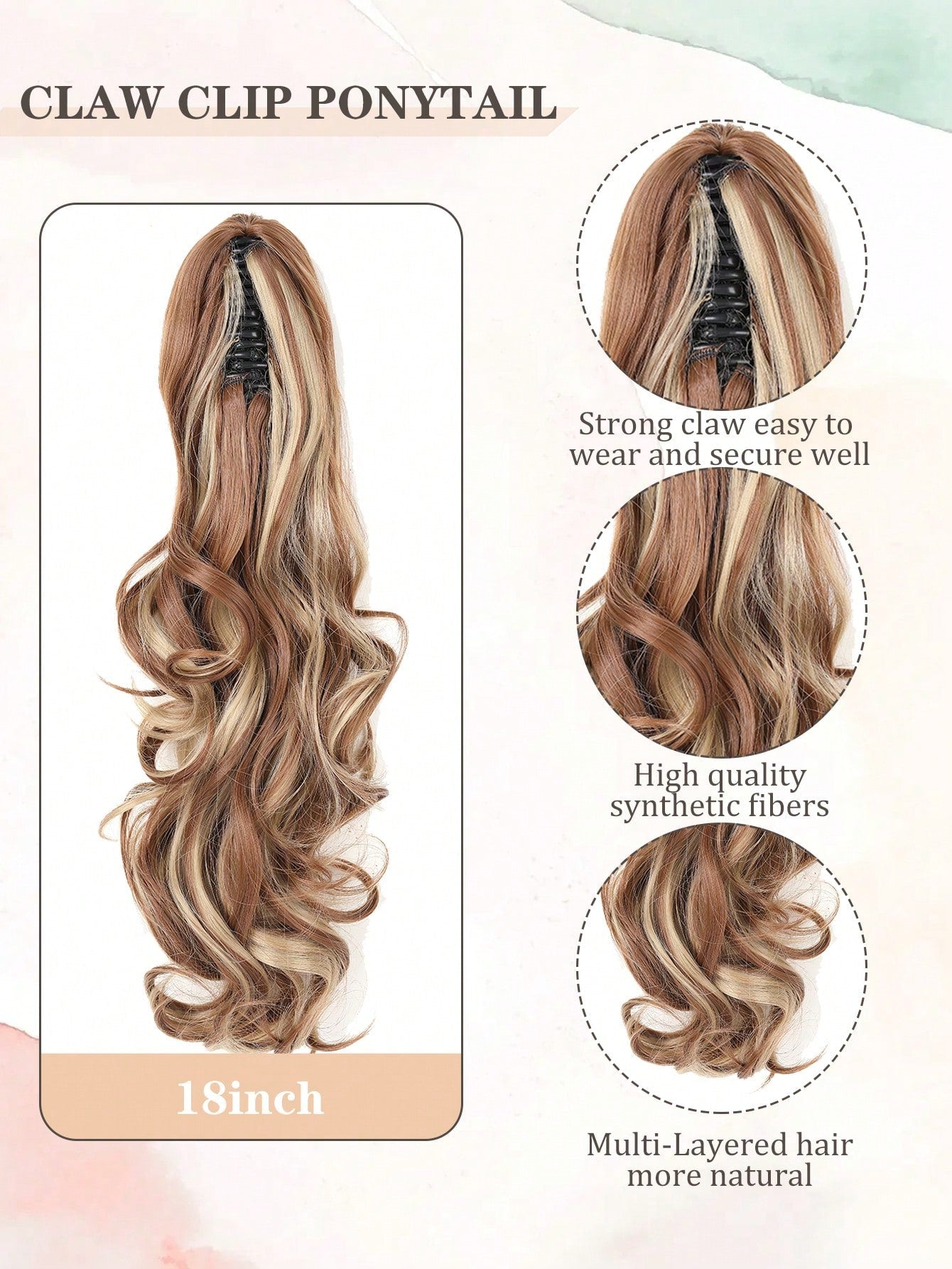 Claw Clip Ponytail Extension Curly Wavy Clip in Long Ponytails