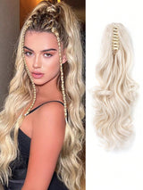 Claw Clip Ponytail Extension Curly Wavy Clip in Long Ponytails Hair Extensions Synthetic Hairpiece for Women - Negative Apparel