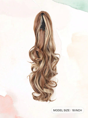 Claw Clip Ponytail Extension Curly Wavy Clip in Long Ponytails Hair Extensions Synthetic Hairpiece for Women - Negative Apparel