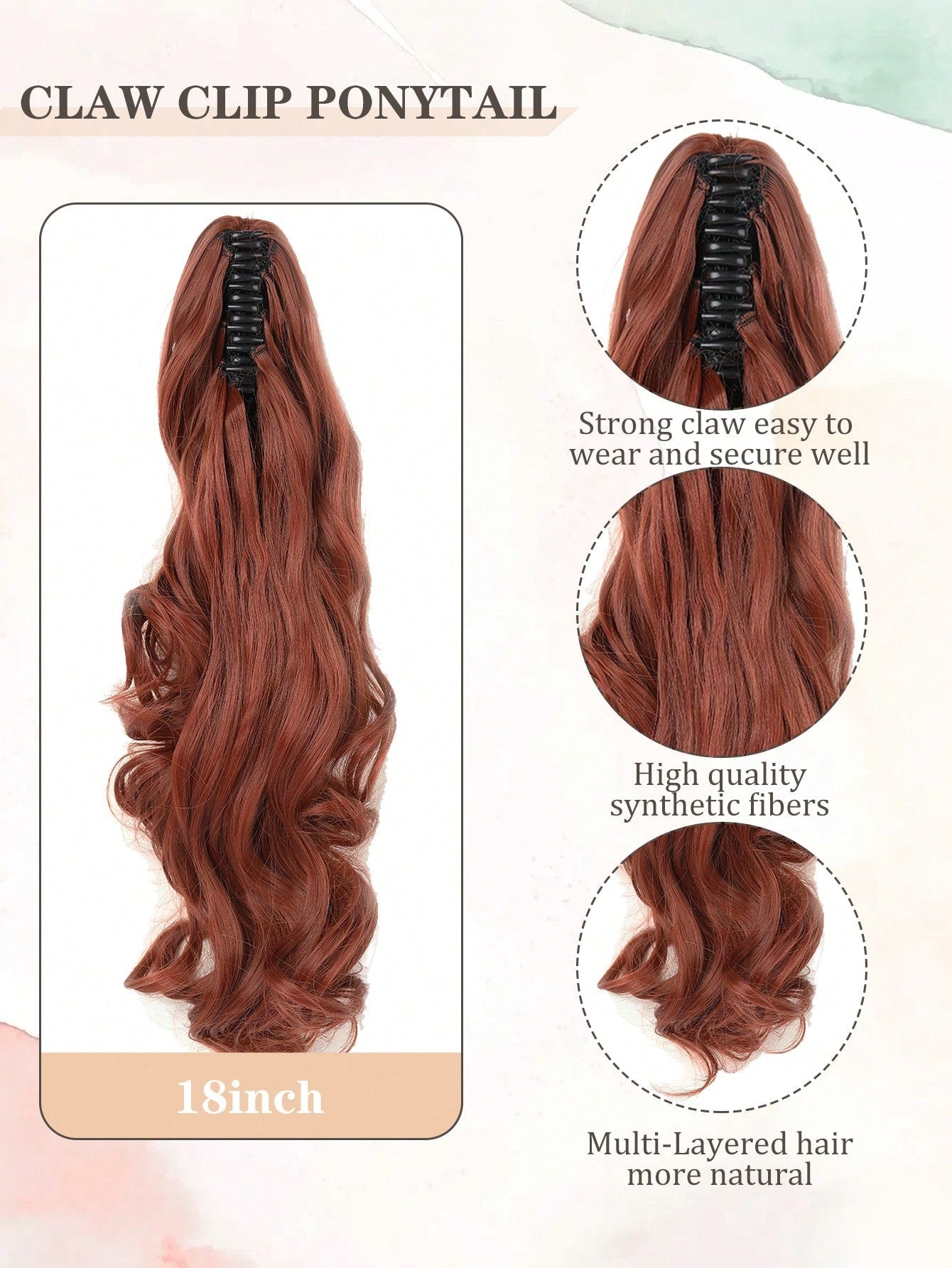 Claw Clip Ponytail Extension Curly Wavy Clip in Long Ponytails Hair Extensions Synthetic Hairpiece for Women - Negative Apparel