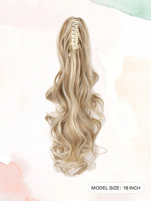 Claw Clip Ponytail Extension Curly Wavy Clip in Long Ponytails Hair Extensions Synthetic Hairpiece for Women - Negative Apparel