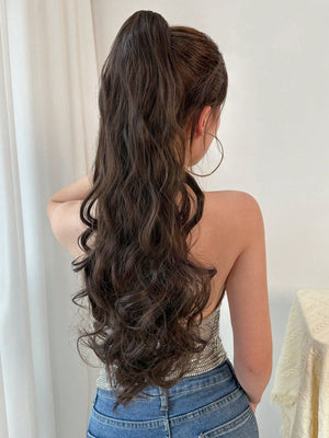 Claw Ponytail Extension 20 Inch Ombre Natural Wave Wavy Clip in Hair Extensions Soft Natural Looking Heat Resistant Fiber Synthetic Hairpiece For Women Daily Use - Negative Apparel