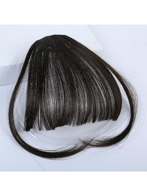 Clip In Bangs Front Neat Black Brown Bangs Hairpiece Synthetic Fake False Hair Piece Bangs Hairpiece Clip In Hair Extensions For Women Heat Resistant - Negative Apparel