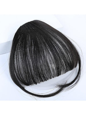 Clip In Bangs Front Neat Black Brown Bangs Hairpiece Synthetic Fake False Hair Piece Bangs Hairpiece Clip In Hair Extensions For Women Heat Resistant - Negative Apparel