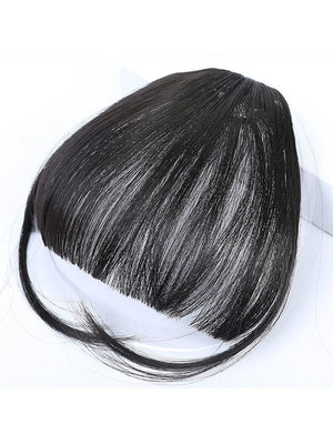 Clip In Bangs Front Neat Black Brown Bangs Hairpiece Synthetic Fake False Hair Piece Bangs Hairpiece Clip In Hair Extensions For Women Heat Resistant - Negative Apparel