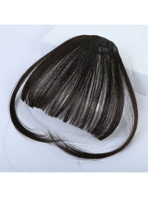 Clip In Bangs Front Neat Black Brown Bangs Hairpiece Synthetic Fake False Hair Piece Bangs Hairpiece Clip In Hair Extensions For Women Heat Resistant - Negative Apparel