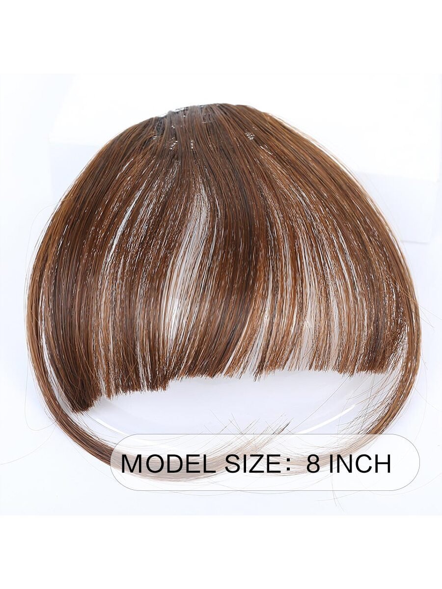 Clip In Bangs Front Neat Black Brown Bangs Hairpiece Synthetic Fake False Hair Piece Bangs Hairpiece Clip In Hair Extensions For Women Heat Resistant - Negative Apparel