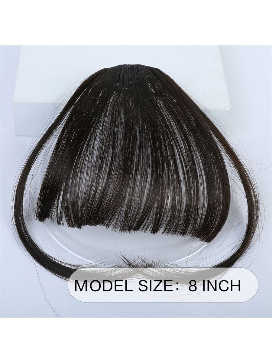 Clip In Bangs Front Neat Black Brown Bangs Hairpiece Synthetic Fake False Hair Piece Bangs Hairpiece Clip In Hair Extensions For Women Heat Resistant - Negative Apparel