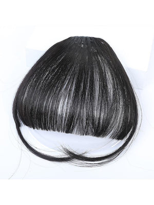 Clip In Bangs Front Neat Black Brown Bangs Hairpiece Synthetic Fake False Hair Piece Bangs Hairpiece Clip In Hair Extensions For Women Heat Resistant - Negative Apparel